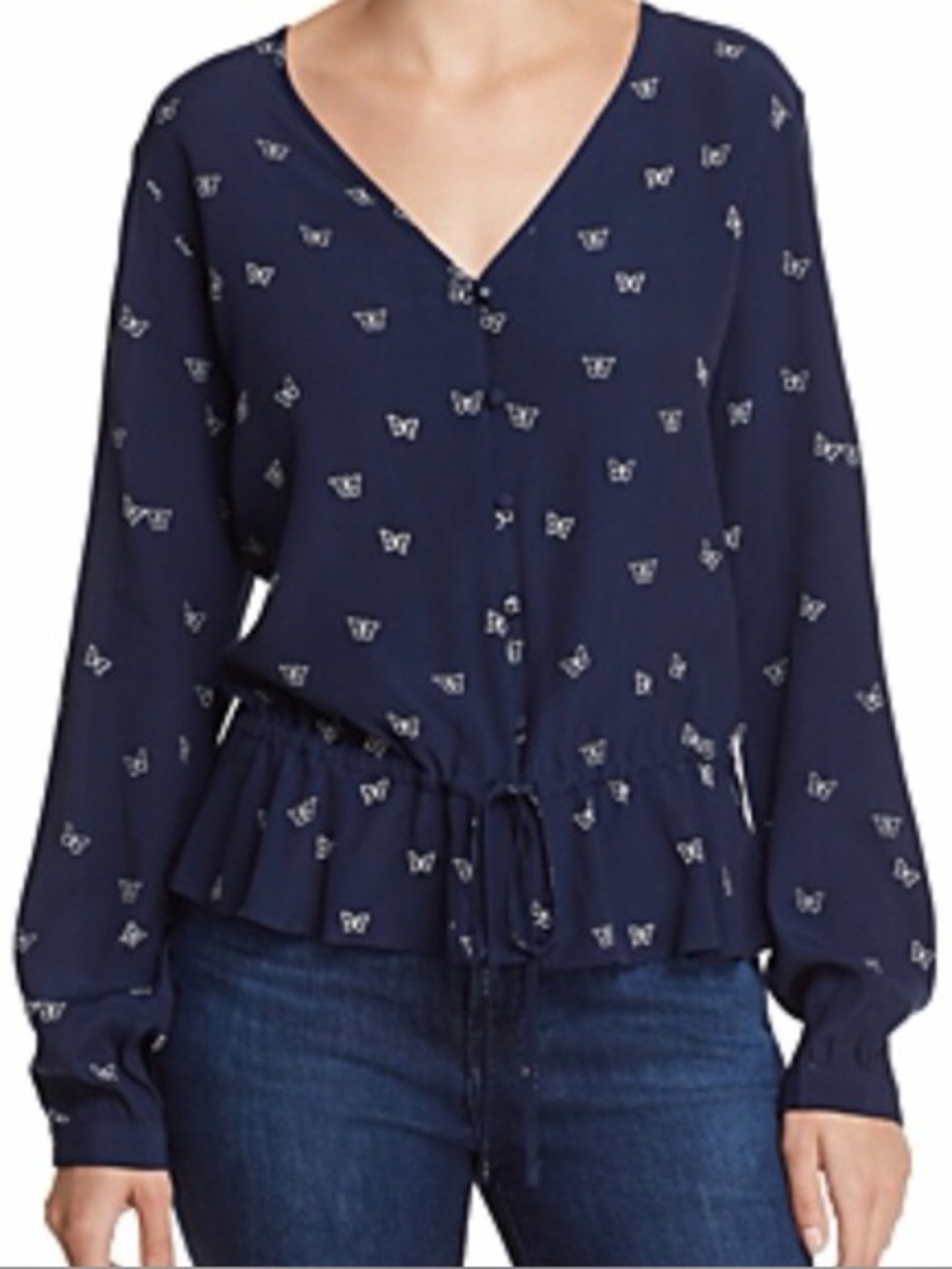 RAILS BEAUX RUFFLE WAIST BLOUSE XS